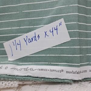 Moda Fabrics Love Note‎ Green Stripe Cotton Fabric 1 1/4 Yards x 44"